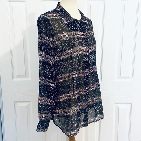 Cabi Paris Sheer Long Sleeve Blouse Top Button-Up Style #3249 Womens Sz M - Picture 4 of 9